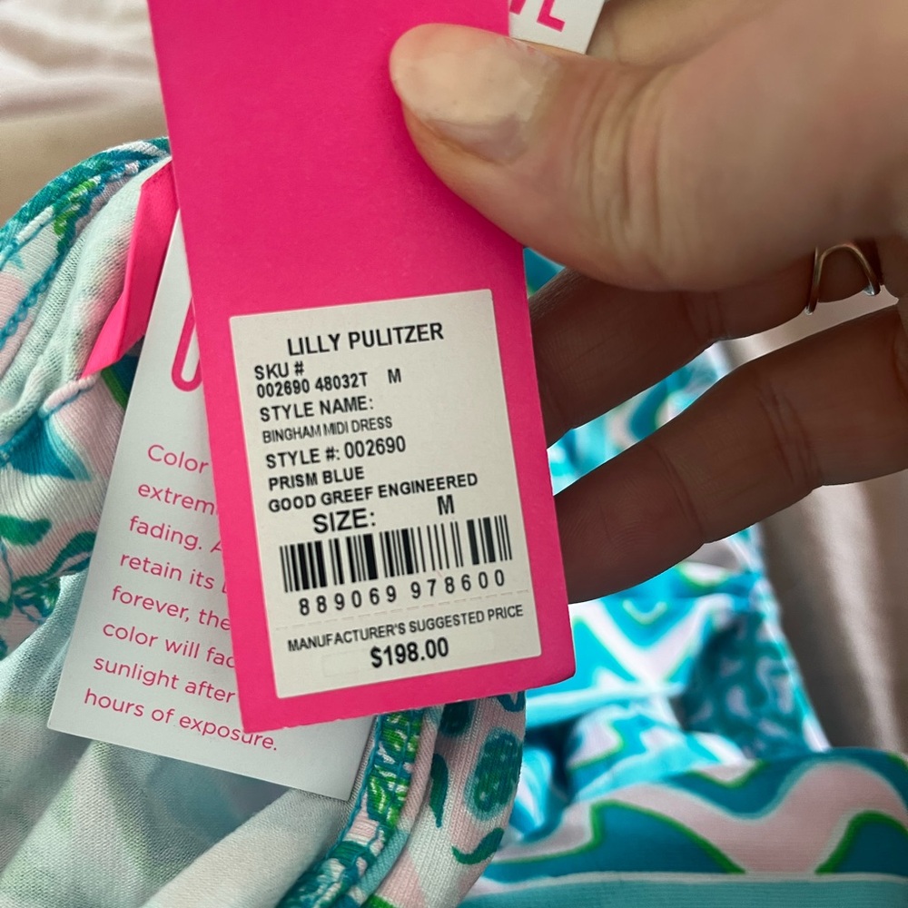 Lilly Pulitzer Bingham Midi Dress- Prism Blue, Size Medium - Picture 3 of 3